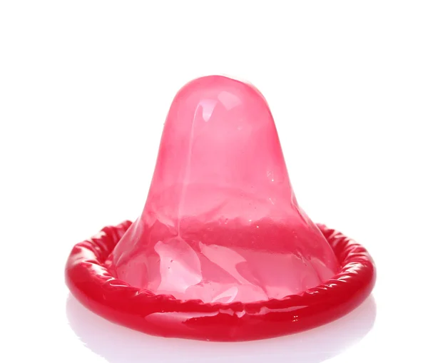 흰색 절연 붉은 콘돔 — 스톡 사진