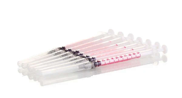 Strzykawki insulinowe na białym tle — Zdjęcie stockowe