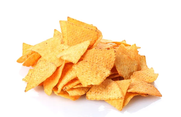 Tasty potato chips isolated on white — Stock Photo, Image