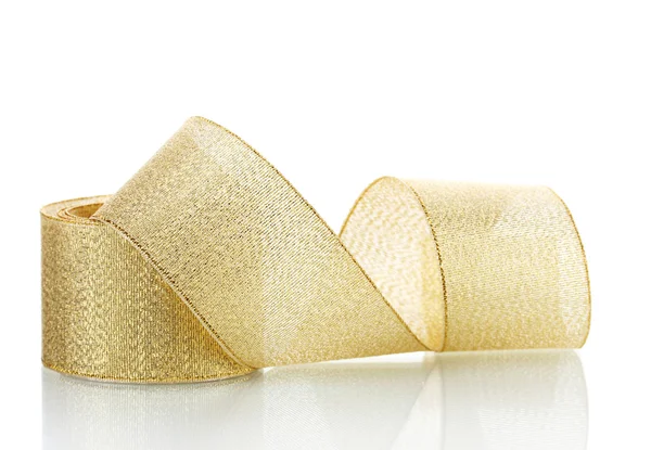 Mooie gouden lint geïsoleerd op wit — Stockfoto