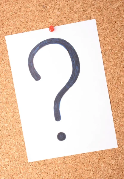 White note with question mark on cork board — Stock Photo, Image