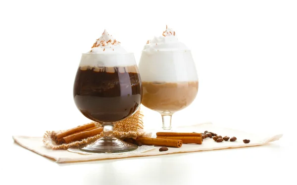 Glazen koffie cocktail geïsoleerd op wit — Stockfoto