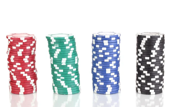 Casino chips isolated on white — Stock Photo, Image