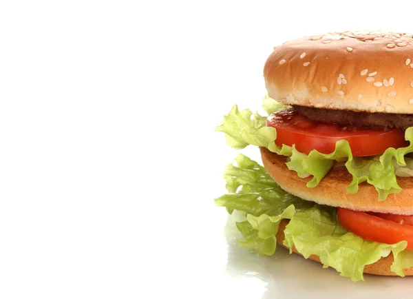 Große und leckere Hamburger isoliert auf weiß — Stockfoto