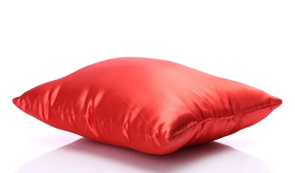 Travesseiro vermelho brilhante isolado no branco — Fotografia de Stock