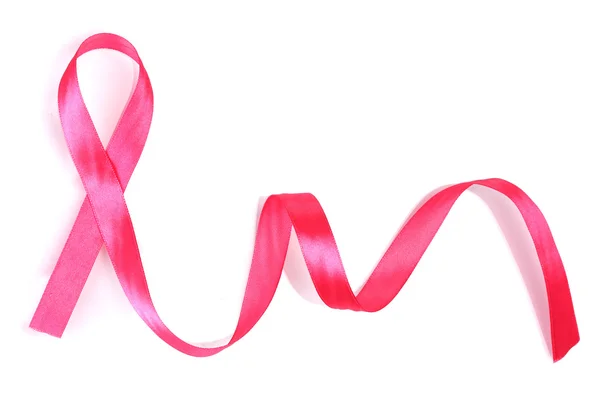 Cinta de cáncer de mama rosa aislada en blanco — Foto de Stock