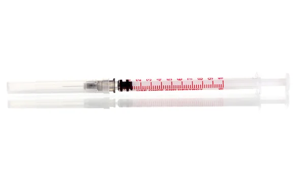 胰岛素注射器上白色隔离 — 图库照片
