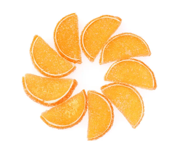 Elszigetelt fehér narancssárga zselés cukorka — Stock Fotó