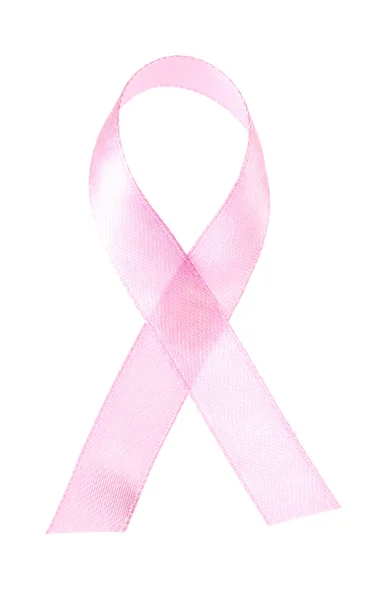 Fita de câncer de mama rosa isolado em branco — Fotografia de Stock