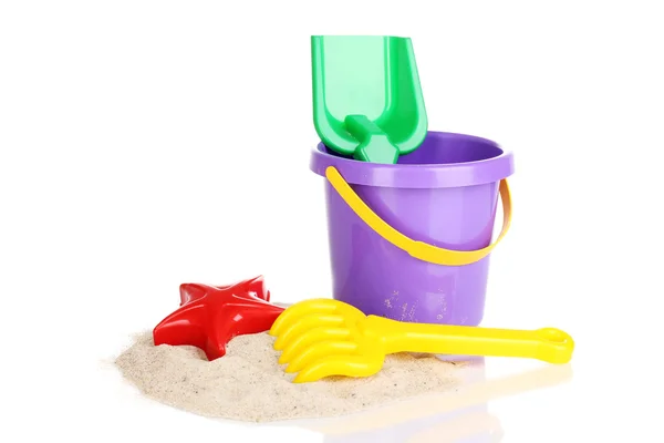Barnens beach leksaker och sand isolerad på vit — Stockfoto