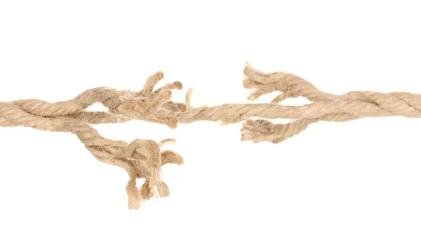 Quebrando corda isolada em branco — Fotografia de Stock
