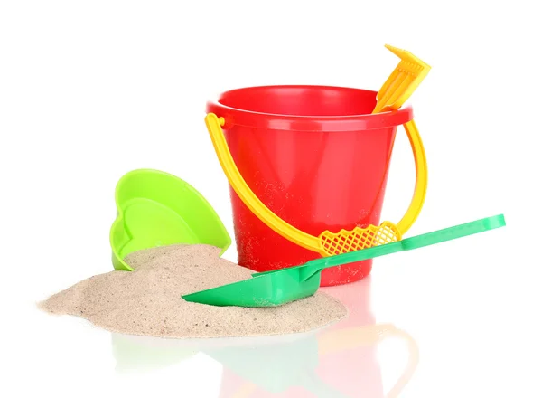 Barnens beach leksaker och sand isolerad på vit — Stockfoto