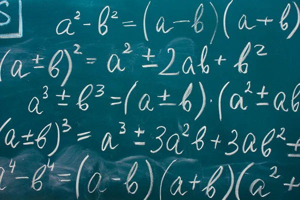 Matematiska formler skriven på skrivbordet Stockbild