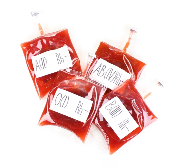 Σακούλες αίματος που απομονώνονται σε λευκό — Φωτογραφία Αρχείου