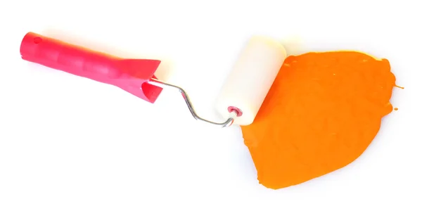 Rolo de pintura com cores isoladas em close-up branco — Fotografia de Stock