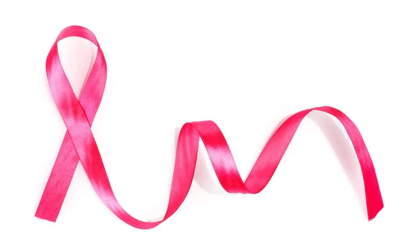 Pink breast cancer ribbon isolated on white — Stock Photo, Image