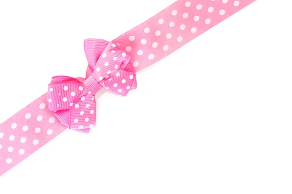 Beautiful pink bow and ribbon isolated on white — Stock Photo, Image