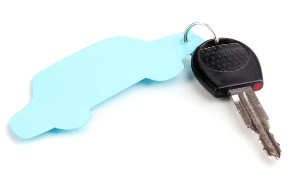 Araba anahtarı üzerinde beyaz izole cazibe ile — Stok fotoğraf