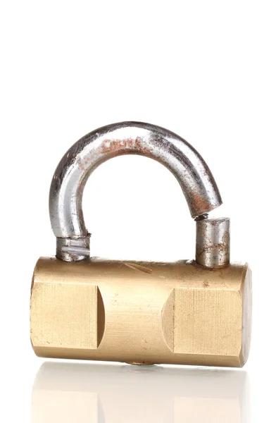 Modern sawn padlock isolated on white — Stock Photo, Image