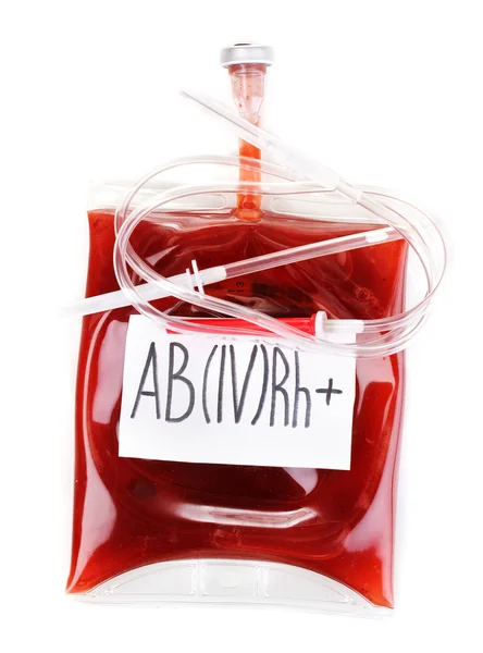 Bag of blood and infusion isolated on white — Stock Photo, Image