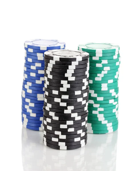 Casino chips isolated on white — Stock Photo, Image
