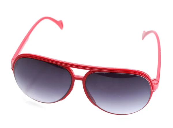 Mujer glamorous gafas de sol rojas aisladas en blanco — Foto de Stock
