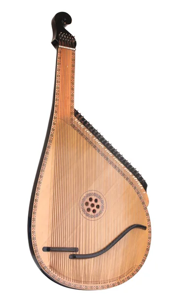 Retro bandura- Ukrainian musical instrument isolated on white — Stock Photo, Image