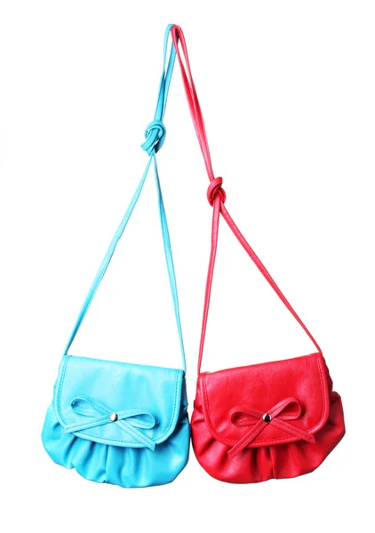 Två små färgglada handväskor isolerad på vit — Stockfoto