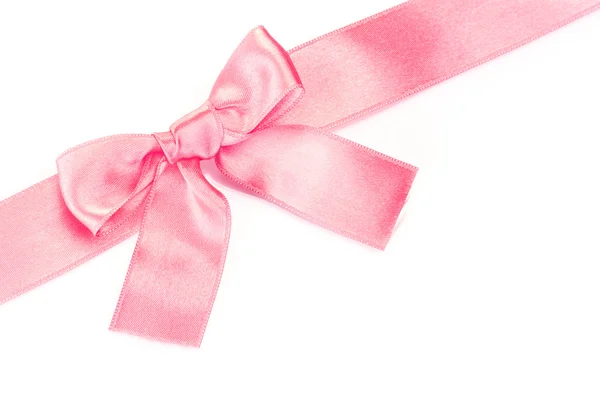 Beautiful pink satin bow and ribbon isolated on white — Stock Photo, Image