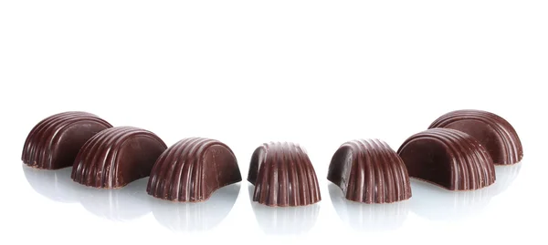 Diferentes dulces de chocolate aislados en blanco —  Fotos de Stock