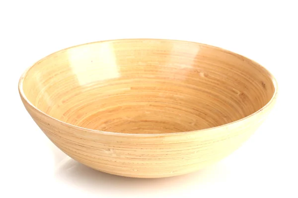 Empty wooden bowl isolated on white — Stock Photo, Image