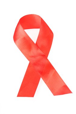 AIDS bilinçlendirme kırmızı üzerine beyaz izole şerit