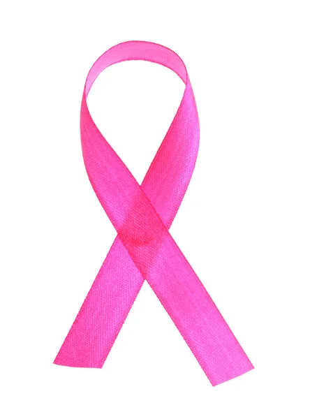 白で隔離されるピンク乳がんリボン — ストック写真
