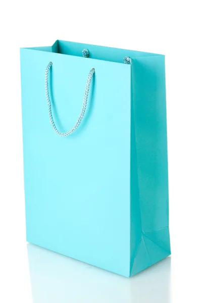 Saco de compras azul isolado no branco — Fotografia de Stock