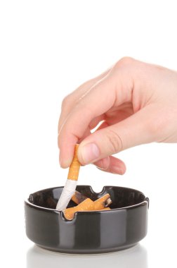 Putting out cigarette butt isolateed on white clipart