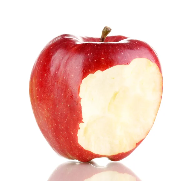 Roter gebissener Apfel isoliert auf weißem — Stockfoto