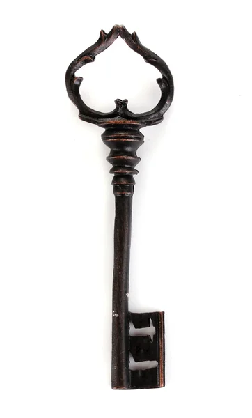 Античный ключ изолирован на белом — стоковое фото