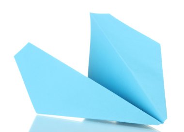 origami kağıt uçak üzerinde beyaz izole