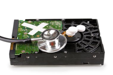sabit disk sürücüsü üzerinde beyaz izole onarım Tarih