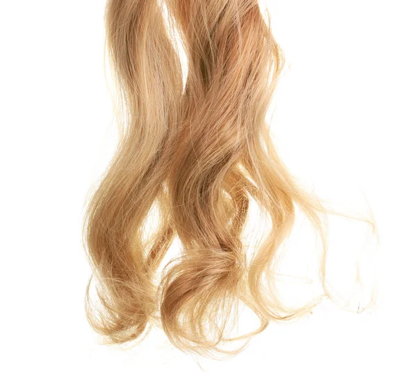 Göndör szőke haja elszigetelt fehér — Stock Fotó