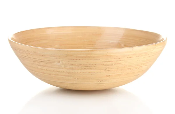 Elszigetelt fehér üres fából készült bowl — Stock Fotó