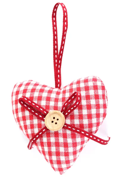 Decorative fabric heart isolated on white — Stock Photo, Image