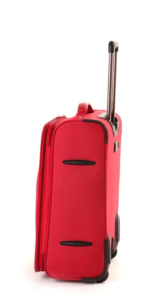 在一张白纸被隔绝的红色行李箱 — 图库照片