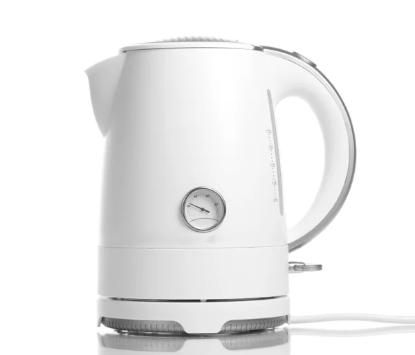 White electric kettle isolated on white — Stock Photo, Image