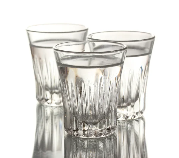 Tre glas vodka isolerad på vit — Stockfoto