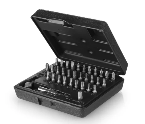Black plastic tool box isolated on white — Stock Photo, Image