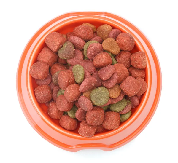 Сухой корм для собак в оранжевой чаше — стоковое фото