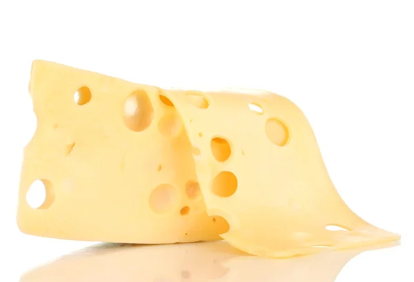 흰 바탕에 떼어 놓은 치즈 — 스톡 사진