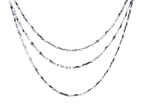 Gyönyörű ezüst lánc elszigetelt fehér — Stock Fotó