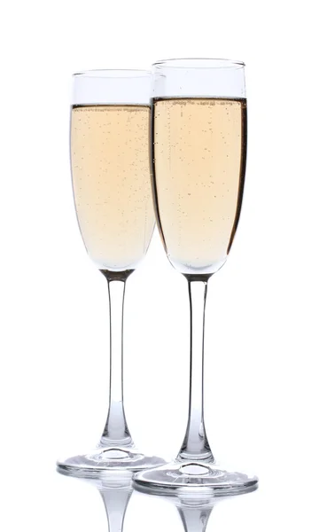 Glazen van champagne geïsoleerd op een witte — Stockfoto